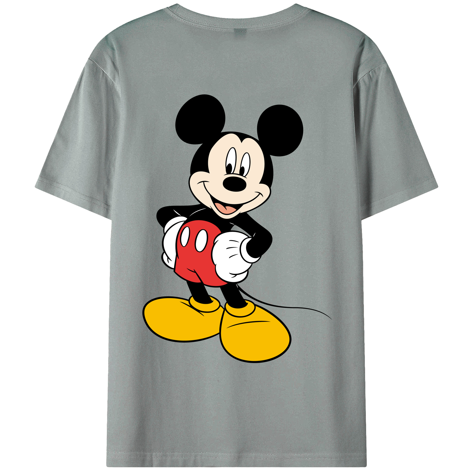 ミッキーマウス Mickey Mouse 綿100％ メンズ半袖Tシャツ（バックプリント） 通気性